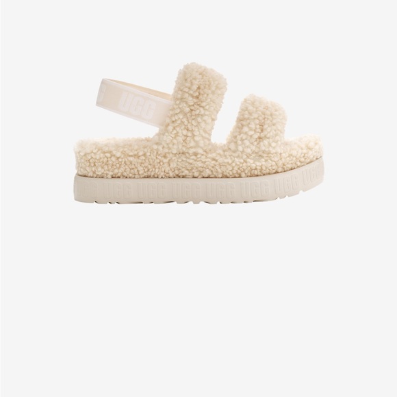 UGG Shoes - Ugg Women Beige Oh Fluffita Sheepskin Slingback Slipper Sandal Shoe Sz Us 10